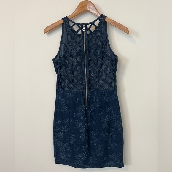 Dark denim dress with flowers - small - Picture 5 of 6